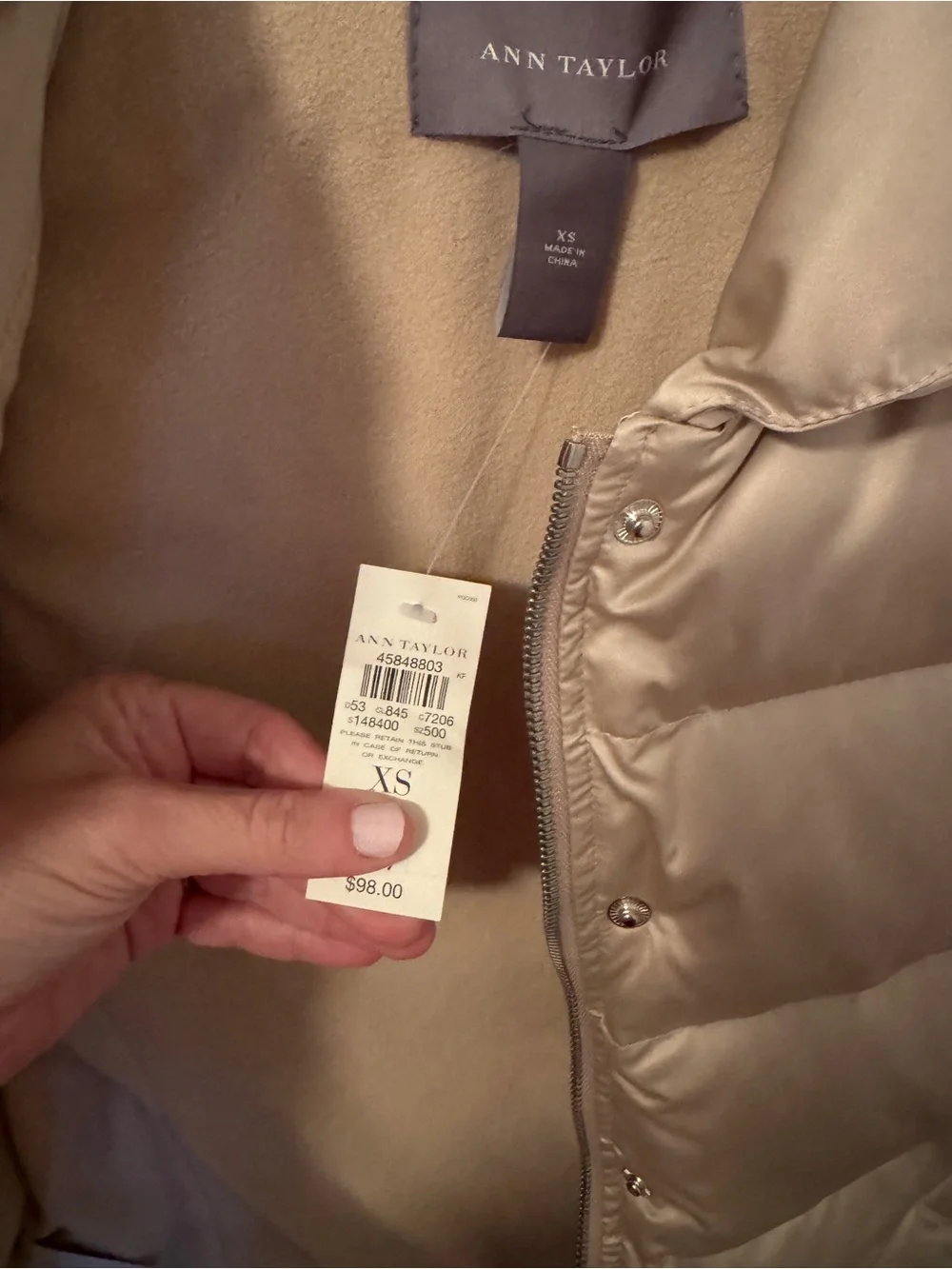 Ann Taylor Quilted Puffer Vest in Taupe - Picture 2 of 3